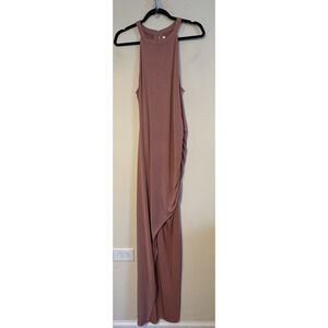 Lovers + Friends Women L Obsessed Ruched Bodycon Maxi Dress Minimal Sleek Resort